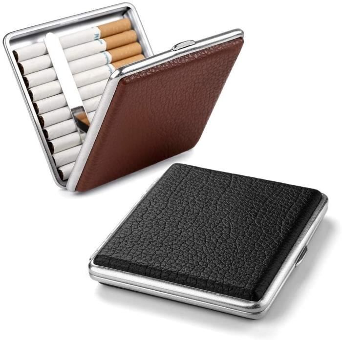 Étui à cigarettes,Cigarette Poche en métal,Cigar Tabac Boite Case  Support,Multifonction Étui à cigarettes en Cuir PU,pour homme,2pcs