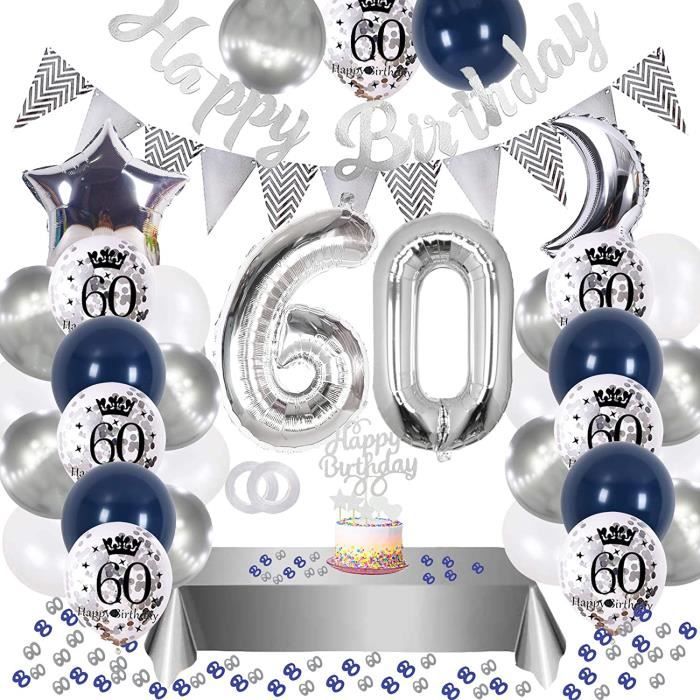 Decoration Anniversaire 60 ans Femme DecoDecoration Anniversaire 60 ans  Homme,Ballon 60 ans Happy Birthday,Joyeux Anniversair 192 - Cdiscount Maison