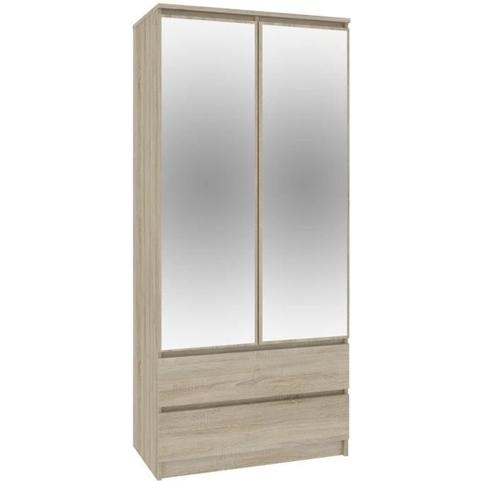 Blanca Armoire Moderne Avec Miroir 2 Tiroirs 180x90x51cm Barre De Penderie 4 Niches De Rangelent Dressing Sonoma Achat Vente Armoire De Chambre Blanca Armoire Moderne Avec Soldes Sur Cdiscount Des Le 20 Janvier Cdiscount
