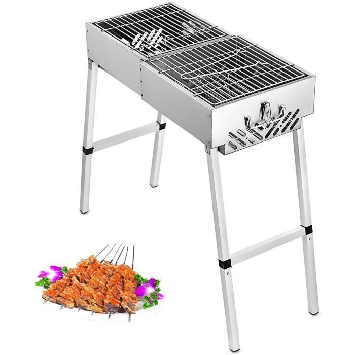Barbecue à charbon Portable plié 60x30 cm Barbecue extérieur Barbecue en acier inoxydable