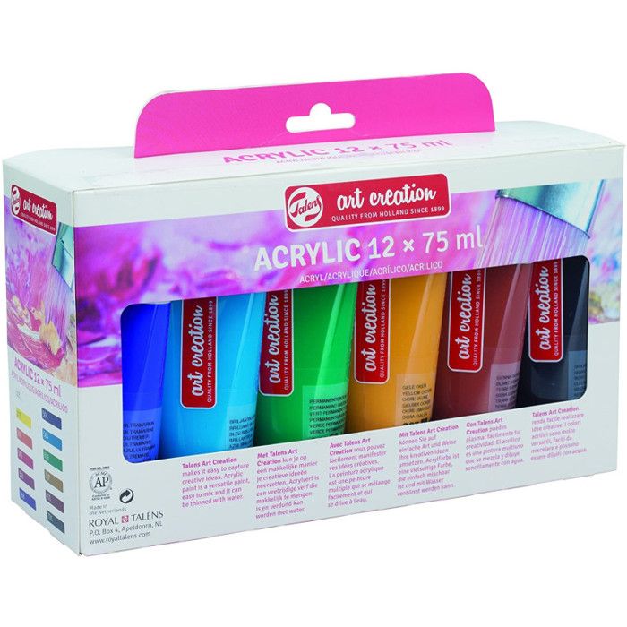 Castle Art Supplies Set de 24 Tubes de Peinture Acrylique de 12 ml Pour