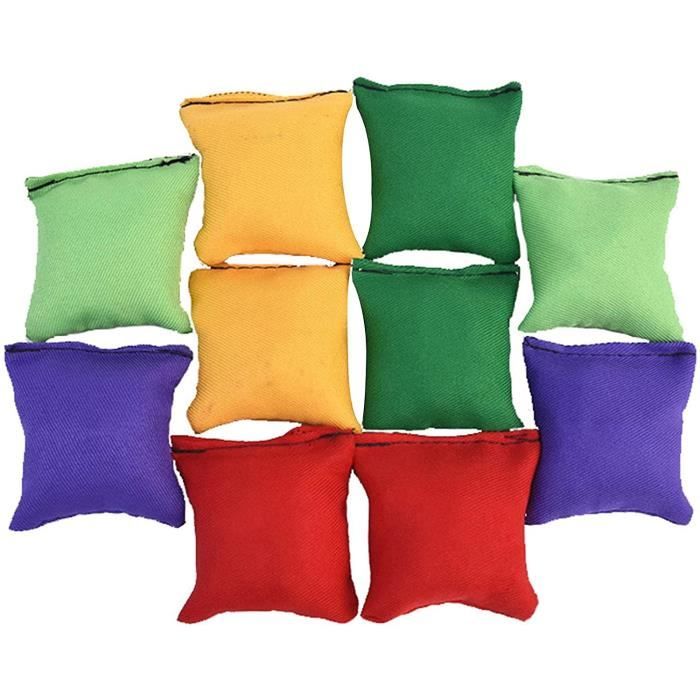 Sac De Haricots Cornhole - Lot De 12 Sacs 10x10cm + Pochette - Rouge Et Noir - Jeu De Lancer Extérieur Pour Toute La Famille