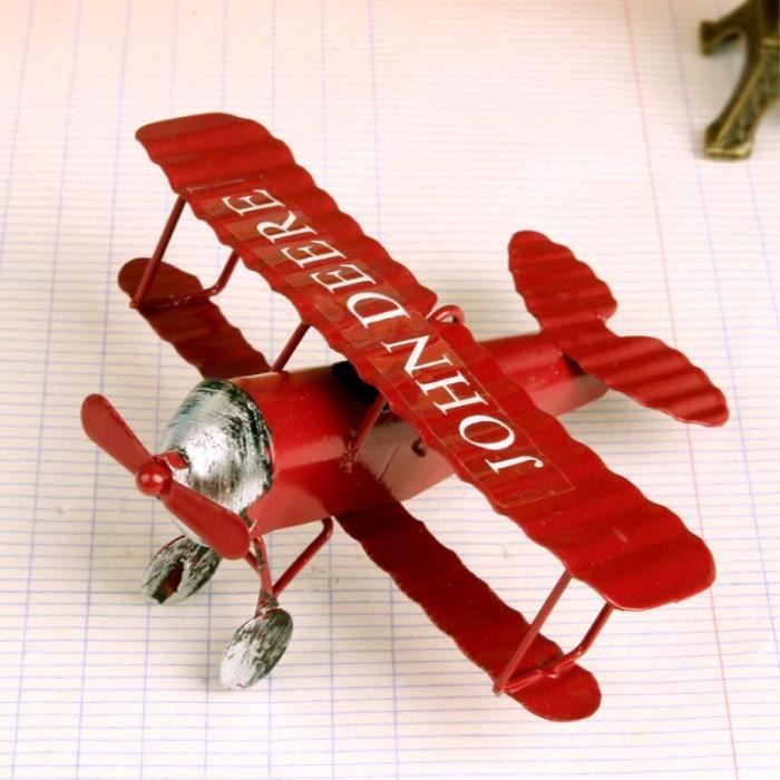 Riuulity Ornement d'avion en Métal Vintage, Modèle d'avion Biplan Rétro Fait à la Main pour Décoration de Bureau, Artisanat en Métal (736