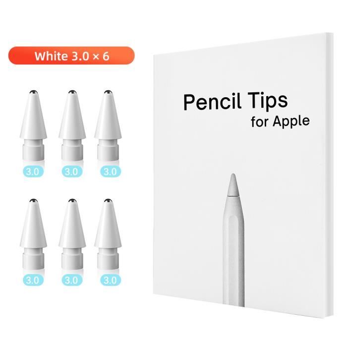 Stylet,Pour Apple pencil pointe Double couche 2B & HB & pointe fine &  pointe transparente pour Apple Pencil 1ère - 6 Pcs 3.0 White