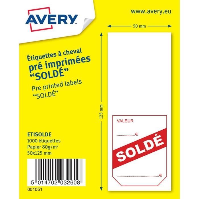 ETISOLDE - 1000 étiquettes à cheval pré imprimées soldé - 50 x 125 mm ...