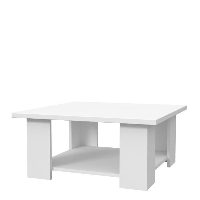 Table basse PILVI - Style contemporain - Particules mélaminé - Décor Blanc mat - L 67 x P 67 x H 31 