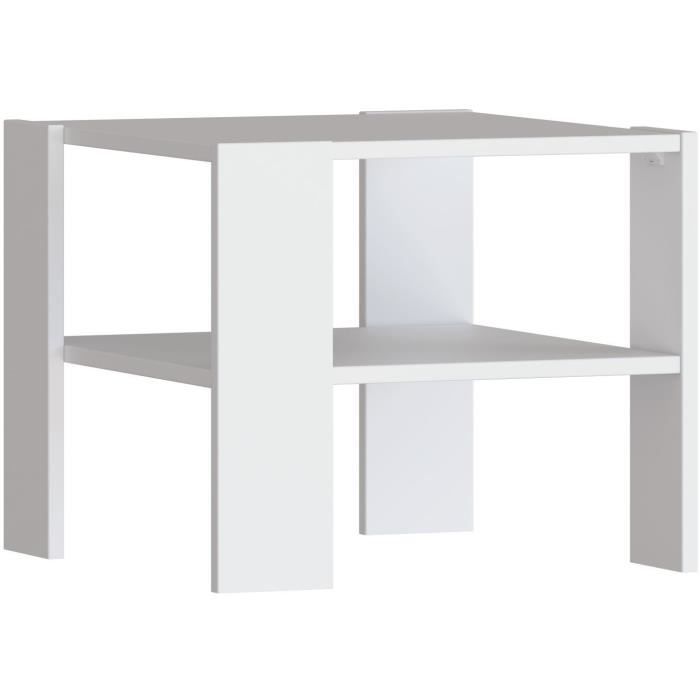 Table basse PILVI 2 Plateaux - Style contemporain - Particules mélaminé - Décor Blanc - L 55 x P 55 