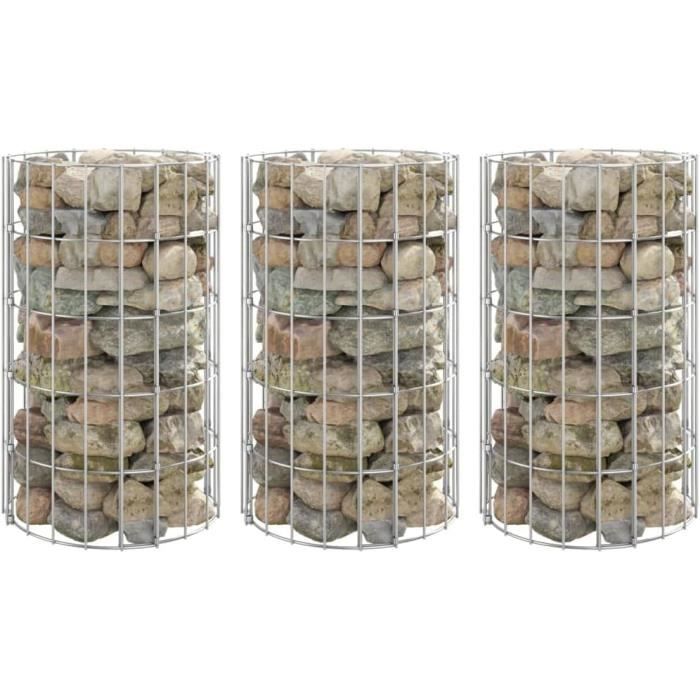Poteau Panier Gabion 40x40x140 Cm - 2 Pièces, Fer Galvanisé, Maille 10x5 Cm, Décoration Jardin