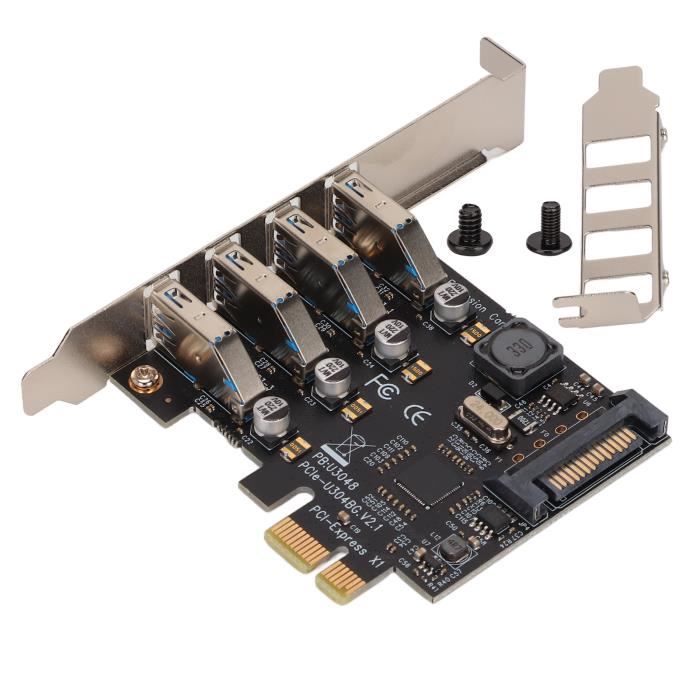 Carte PCI Donkey Vers 4 Ports USB 2.0 Externes + 1 Interne – Extension USB Rapide Pour PC Bureau Windows & Linux