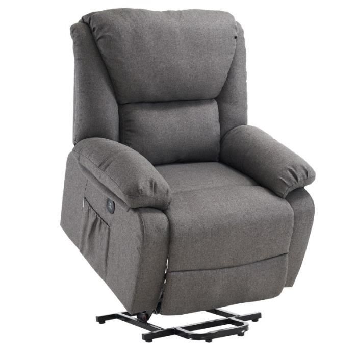 ecode fauteuil relax inclinable et releveur stelvio, inclinaison électrique à 160º, chauffage, vibration, 2 usb, a++, gris