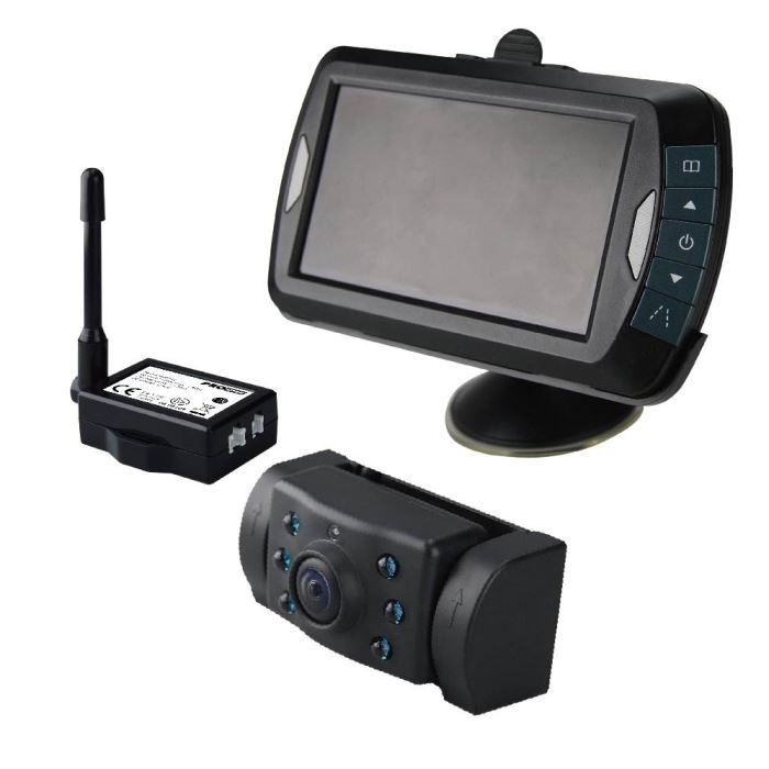 Mini Caméra de Recul IR DEL's avec Distance Lignes & moniteur 4,3" & liaison sans fil