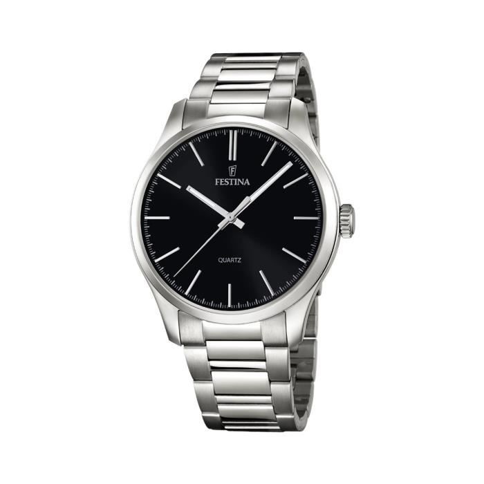 Montre argent cadran noir outlet