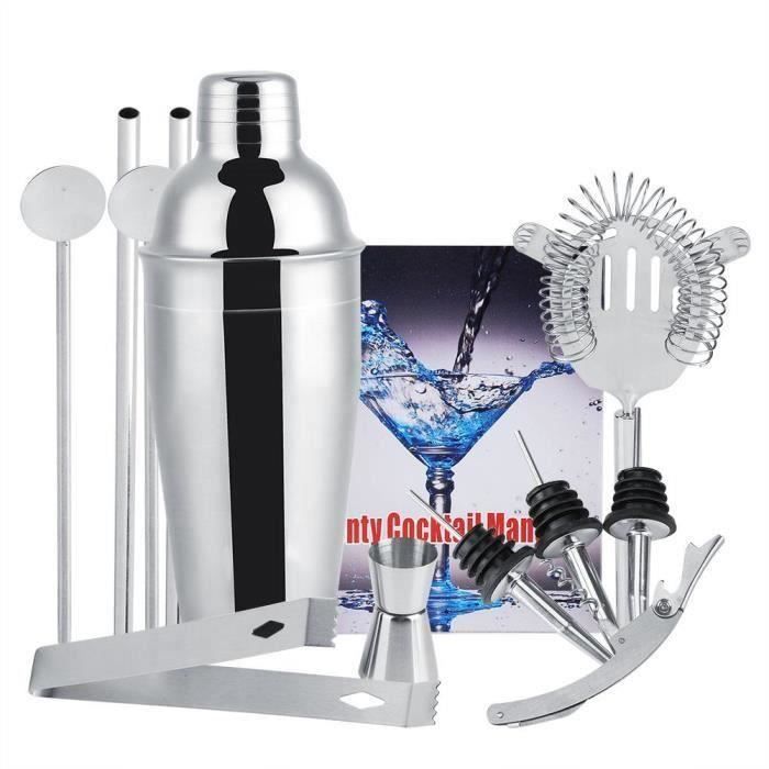 FINECoffret de Shaker à Cocktail Bar 12 Pièces en Acier Inoxydable