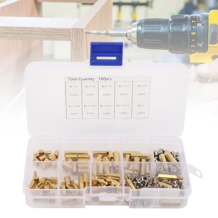 Entretoise à vis en laiton GOTOTOP - 180pcs - Pilier hexagonal M2.5 ...