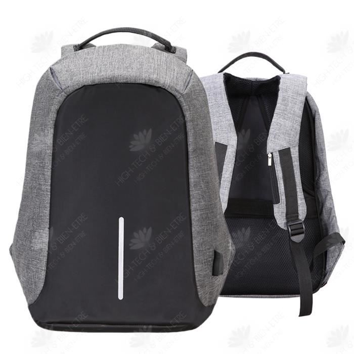 HTBE Sac a dos rechargeable USB sac a dos d ordinateur en nylon etanche sac voyage antivol exterieur sac d ecole etudiant grande ca