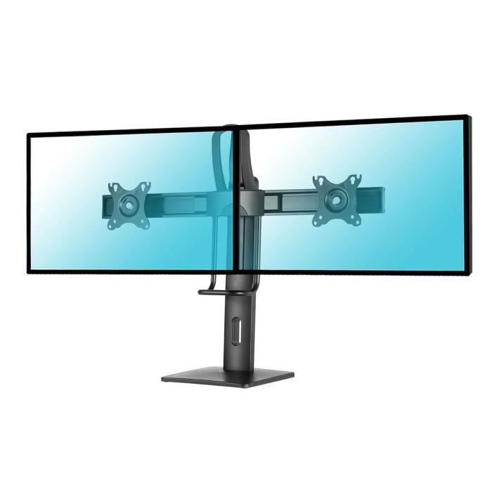 Support De Bureau KIMEX Pour 2 écrans PC 17 à 32 Pouces - Montage Vertical Possible - Noir