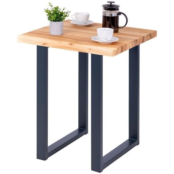 lamo manufaktur table haute de cuisine - mange debout - table de bar - 60x60x76 cm - gris - modèle loft - frêne naturel