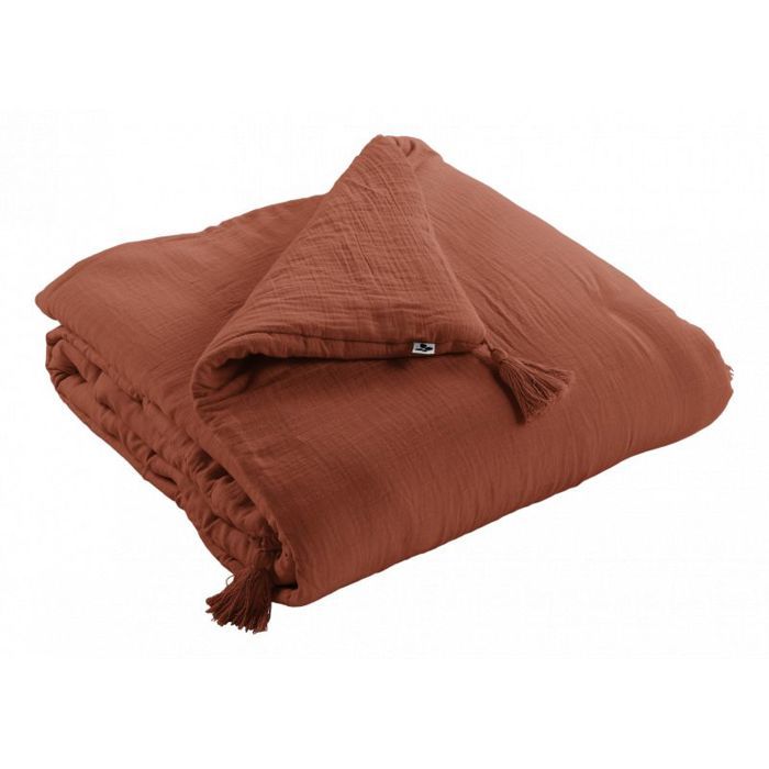 Edredon ou Bout de lit Gaïa toutes dimensions Gaze de Coton - 90x200 - Gaïa Terracotta Edredon ou Bout de lit Gaïa toutes dimensions Gaze de Coton - 90x200 - Gaïa Terracotta