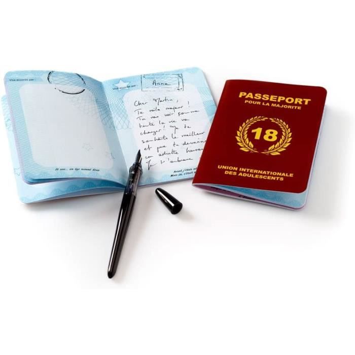 Cadeau d'Anniversaire 18 ans Original - Passeport pour la Majorité - Cadeau Homme-Femme - Format Passeport - Carte Personnalisée