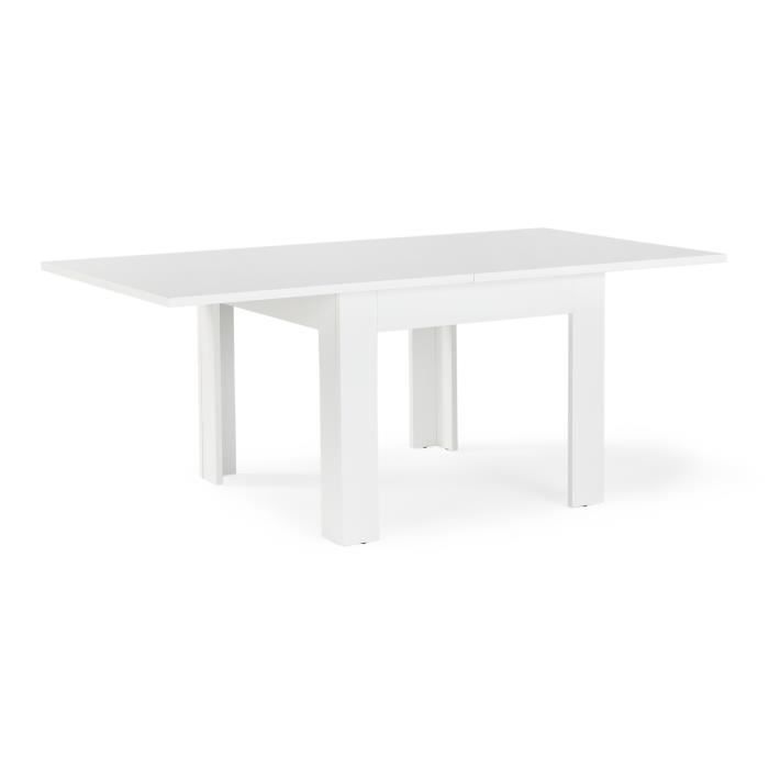 Table à manger extensible NUORI - Décor blanc mat - 6/8 personnes - L 96-190 x l 95 cm