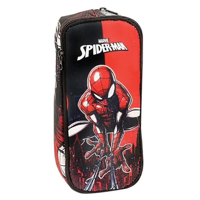 Trousse Scolaire Spiderman Rouge Et Bleu - Étui à Crayons Marvel Homme Araignée Pour Enfant - Perletti