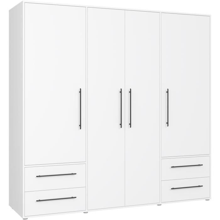 Armoire - Blanc mat - 4 portes battantes - L2059 x P588 x H 200cm - MOKKARIS