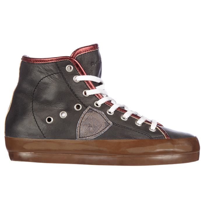 Basket femme haute cuir