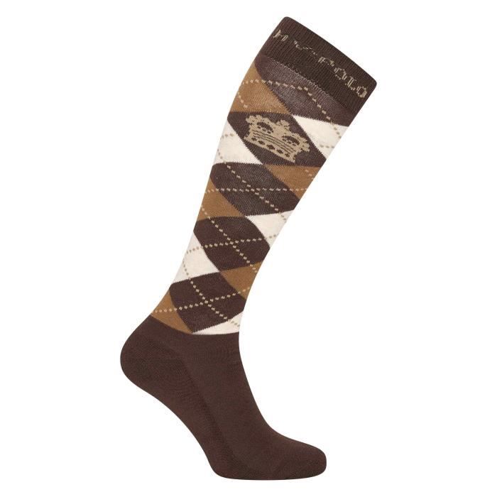 chaussettes équitation femme hv polo argyle - mocca-copper brown - 35/38