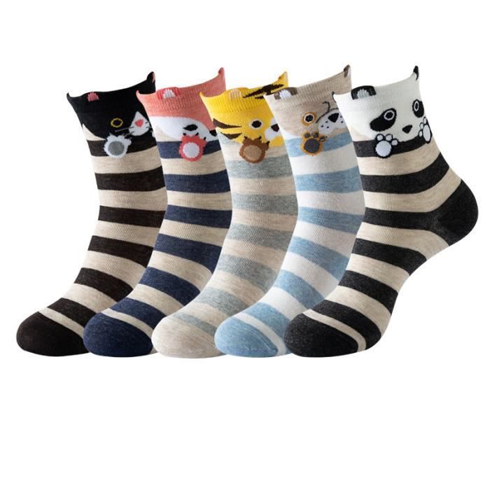 Chaussettes Chat Antidérapantes Femmes - Socquettes Coton Mignonnes Avec Motifs Animaux