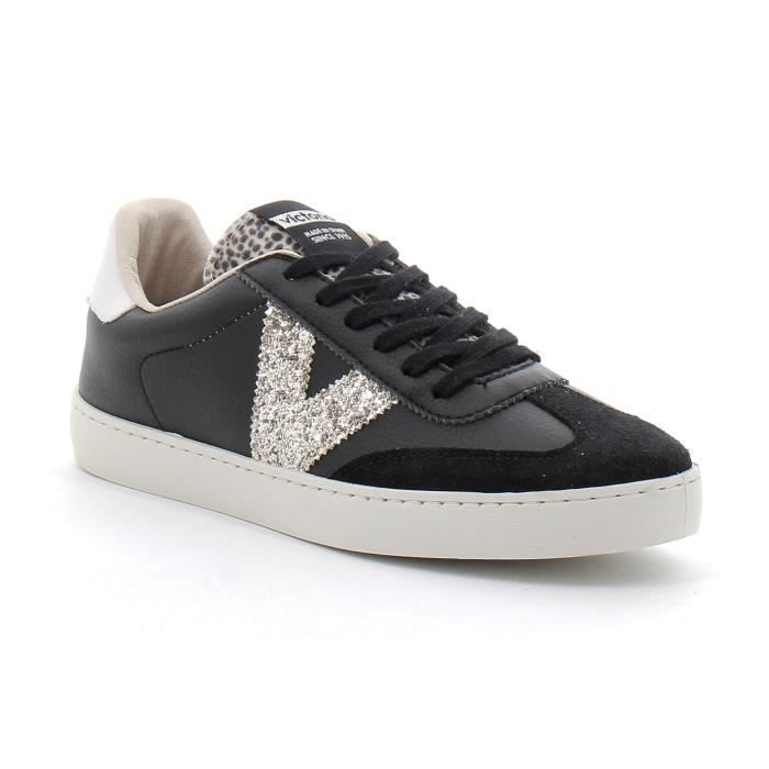 Basket basse en cuir noir VICTORIA 1126198 Lacets Homme Noir Cdiscount Chaussures