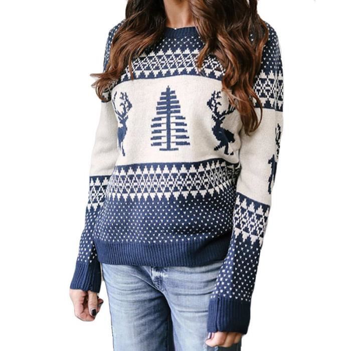 No l pull femme de Marque luxe jacquard de wapiti g om trique