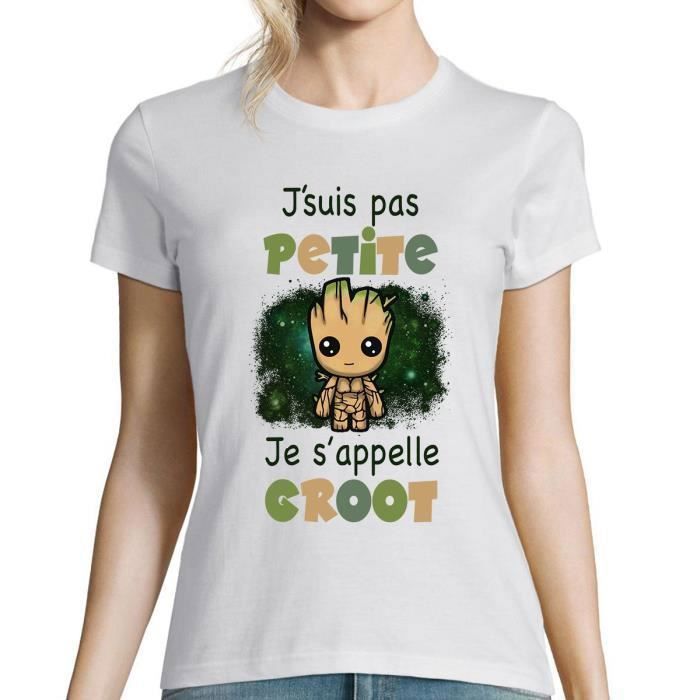Bebe Groot Pas Vraiment Petite T Shirt Femme Humour Mignon Et Sympa Pour Tous Nos Amis Gardiens De La Galaxie Blanc Cdiscount Pret A Porter