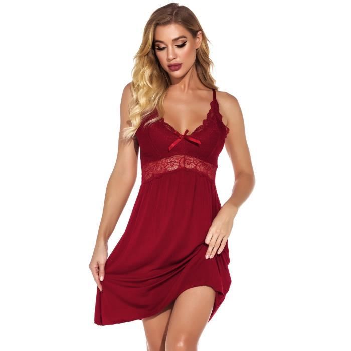 Nuisette Longue Sexy femmes satin dentelle pissure soutien gorge