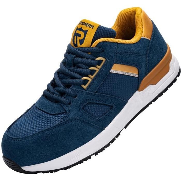 LARNMERN Chaussures de Sécurité Hommes SBP SRA Embout en Acier Antidérapante Chaussures de Travail Respirant Confortable 