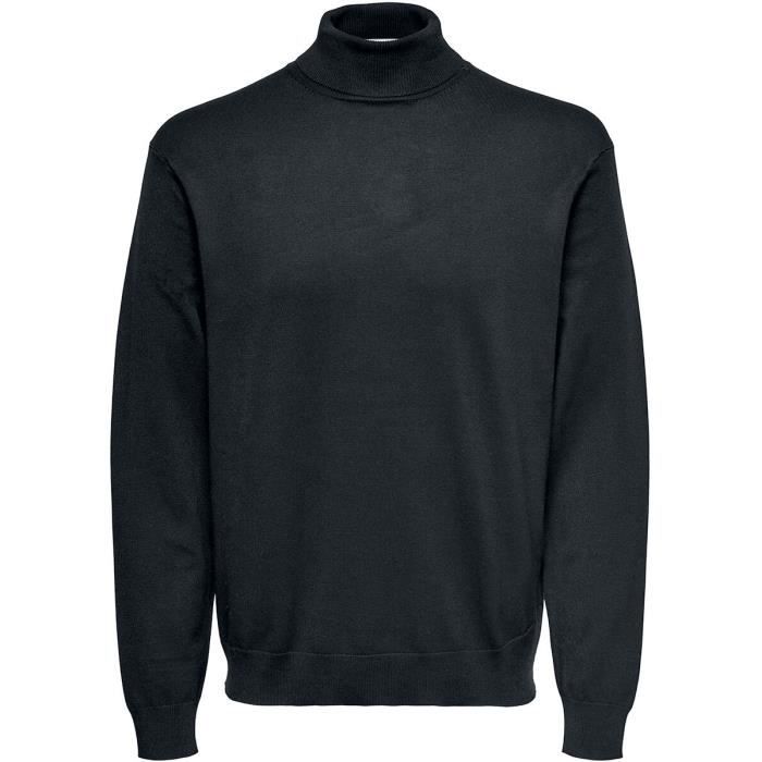 Sweat-shirt ONLY and SONS Pull Col Roulé Wyler Life pour Homme - Noir - Regular / Coupe standard