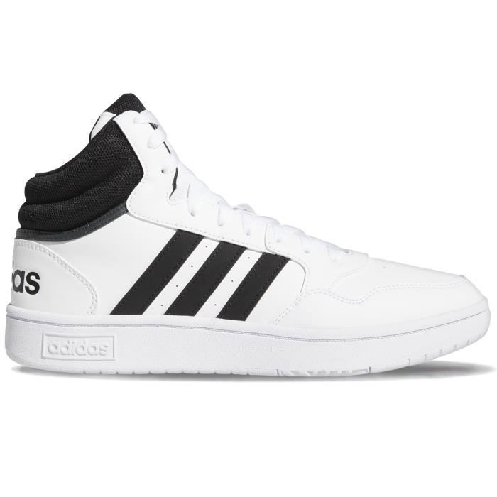 Adidas Chaussures Homme Adidas Hoops 3.0 Mid GW3019 - Blanc - Synthétique - Lacets
