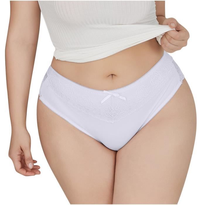 Grande taille taille haute dentelle grande taille dames slips femmes Sexy culottes n77015 Blanc Cdiscount Pret a Porter