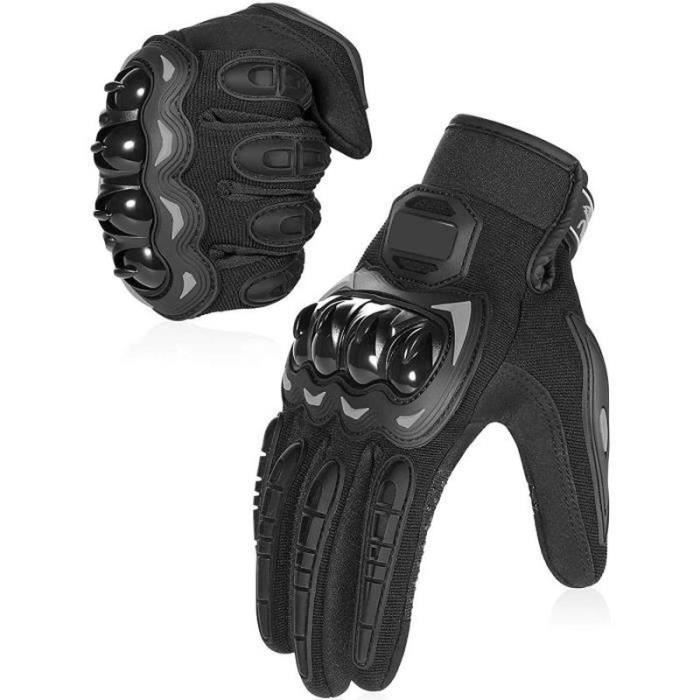 Gants Moto Plein-Doigt Écran Tactile - PU Antidérapant, Respirant, Velcro Réglable - 9