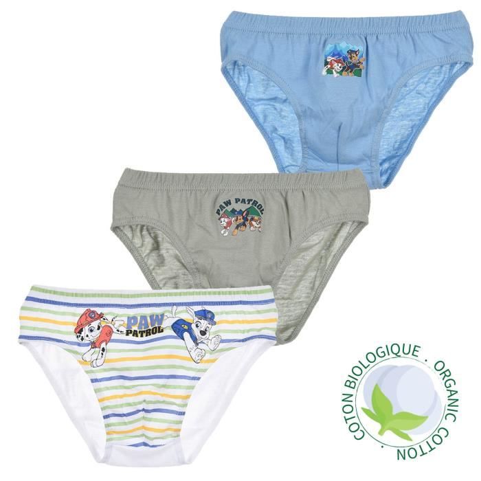 Lot de 3 Slips Coton Garcon La Pat Patrouille Gris Enfant Chase Marshall Rubble Gris Cdiscount Pret a Porter