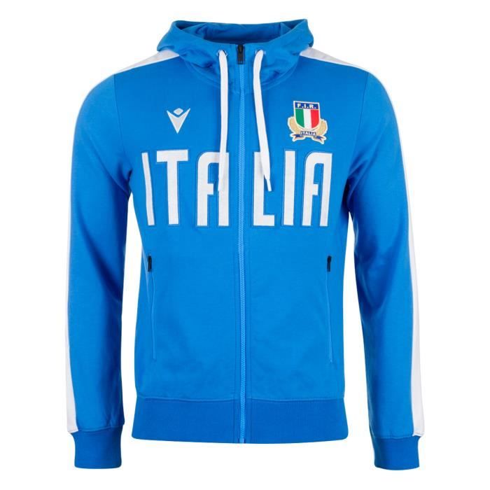 veste à capuche rugby italie 2022/23 - bleu/blanc - homme - 3xl