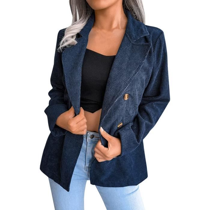 Femme Hiver Chaud Veste en velours c tel double boutonnage pour