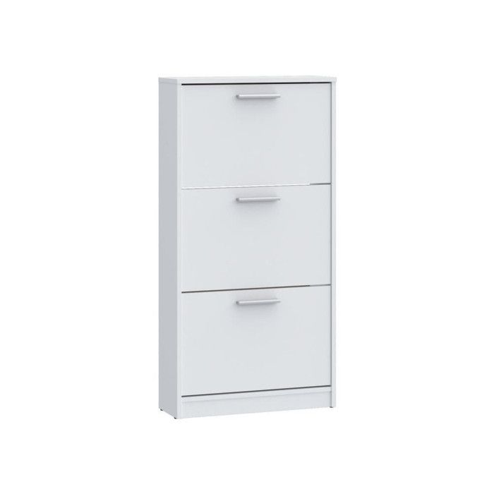 Meuble à chaussures - 6 paires - Blanc mat - 3 abattants - L582 x P204 x H1155 cm - MAC