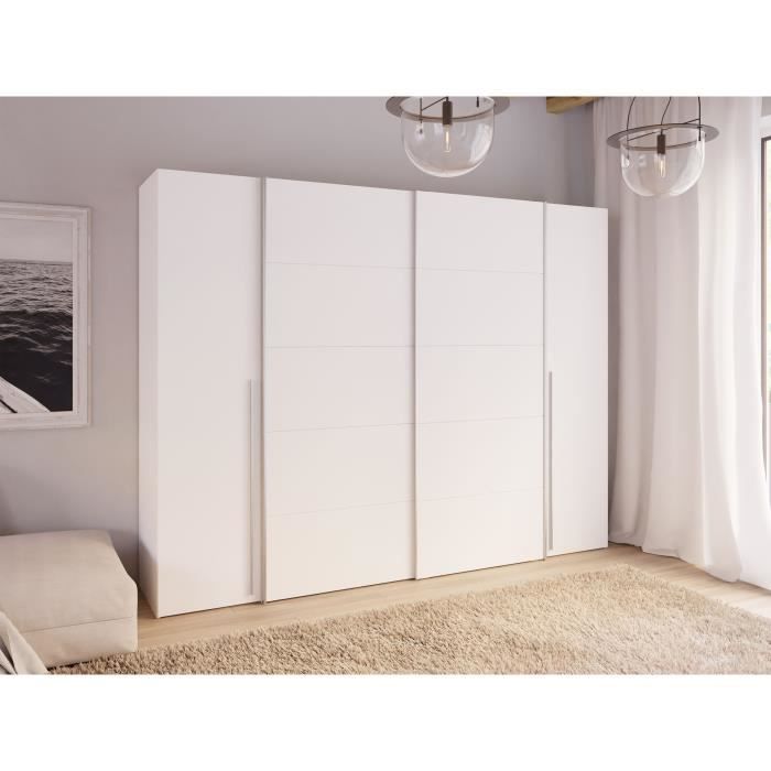Armoire 2 Portes Battantes 2 Portes Coulissantes Blanc Mat L 270 3 X P 61 2 X H 210 Cm Narago Achat Vente Armoire De Chambre Armoire 2 Portes Blanc Narago Soldes Sur Cdiscount Des Le 20 Janvier Cdiscount