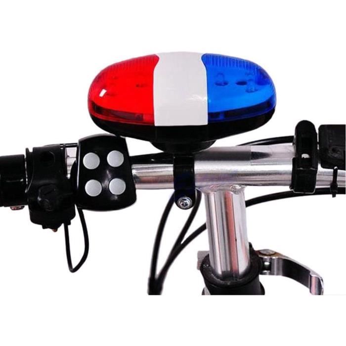 Cloche de bicyclette 6 LED Corne 4 tons Lumiere LED Sirene electronique pour enfants - OEM - Vélo loisir