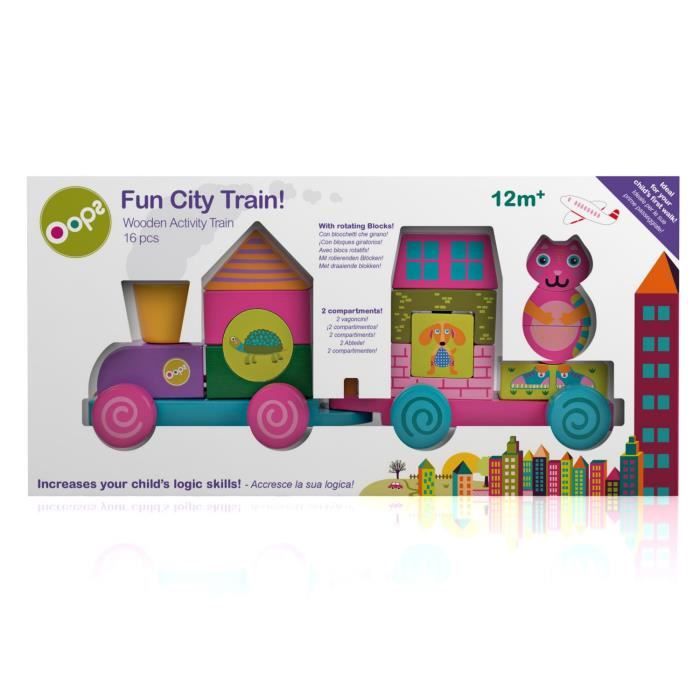 Oops Train En Bois A Tirer Ville Cdiscount Puericulture Eveil Bebe
