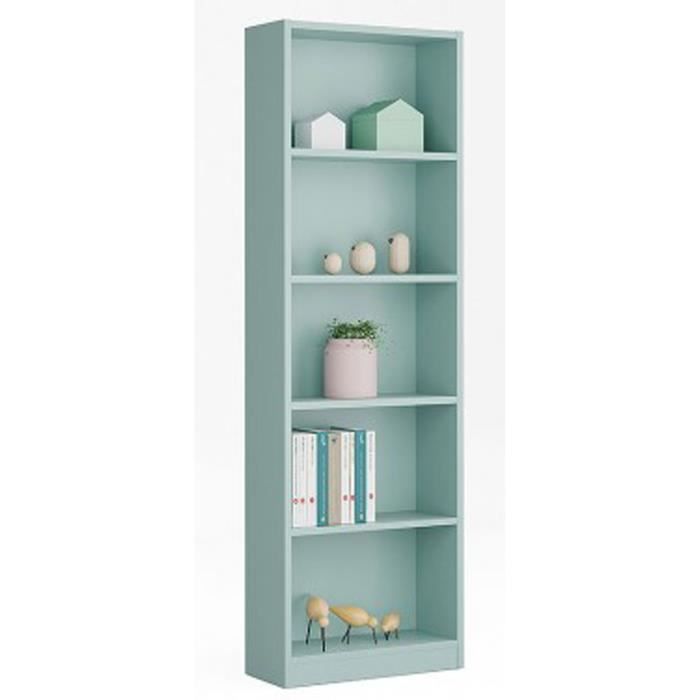 Bibliothèque avec 5 étagères coloris vert - Dim : H 180 x L 52 x P 25 cm Bibliothèque avec 5 étagères coloris vert - Dim : H 180 x L 52 x P 25 cm