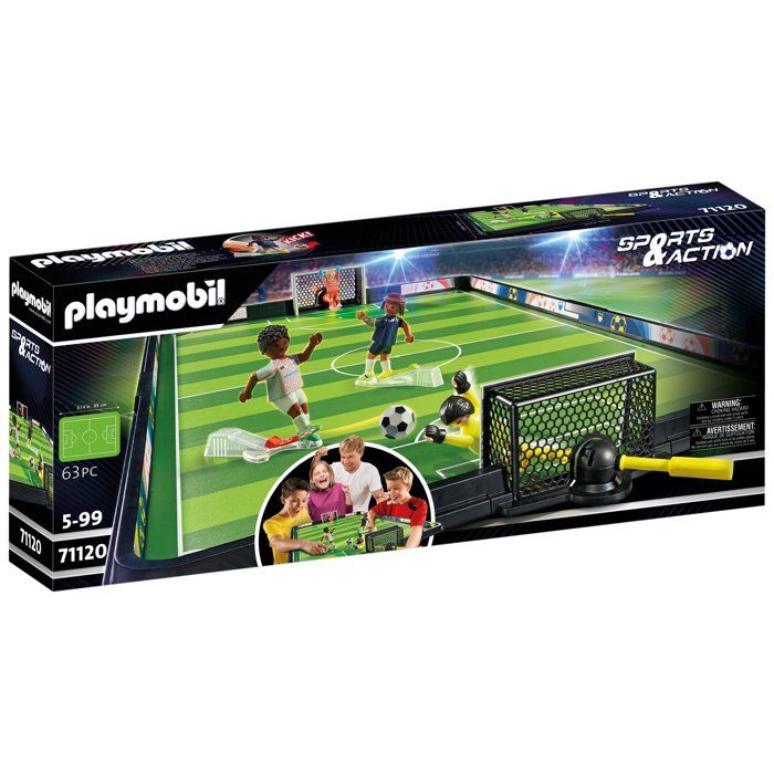 PLAYMOBIL 71120 Stade de football My Life Sport & action avec mécanisme de tir et 2 buts pour jouer 63 pièces dès 4 ans
