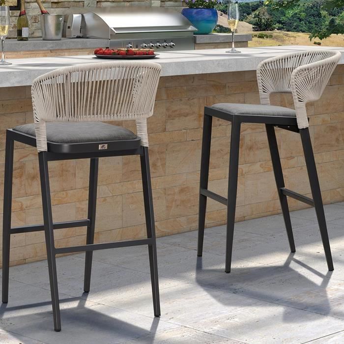 Lot De 2 Tabourets De Bar Réglables Avec Dossier - Hauteur 90-110 Cm, Pivotant 360° - Cuir Synthétique Noir - Pour Îlot Cuisine, Comptoir