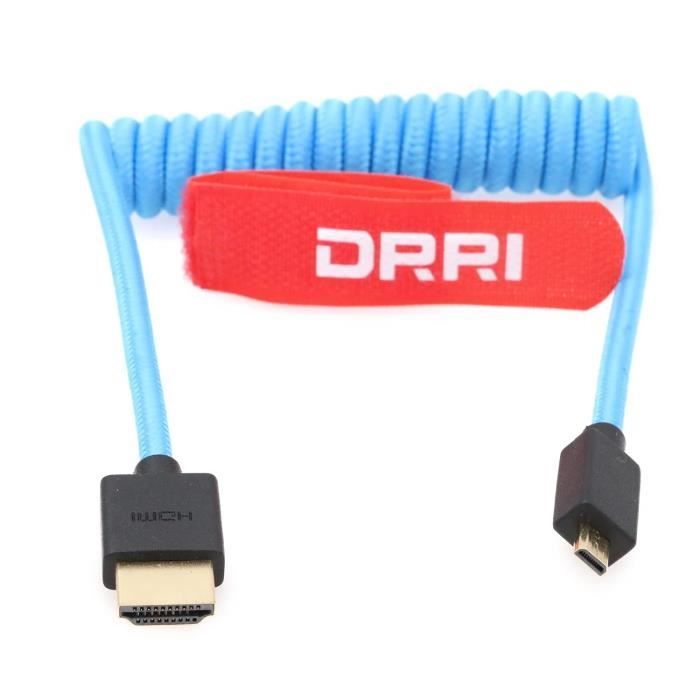 ZBLZGP Cavo HDMI 8K tipo A intrecciato a spirale ad angolo destro e sinistro, per fotocamere Sony Canon R5 Nikon Blackmagic Pocket Cinema (Down Bend