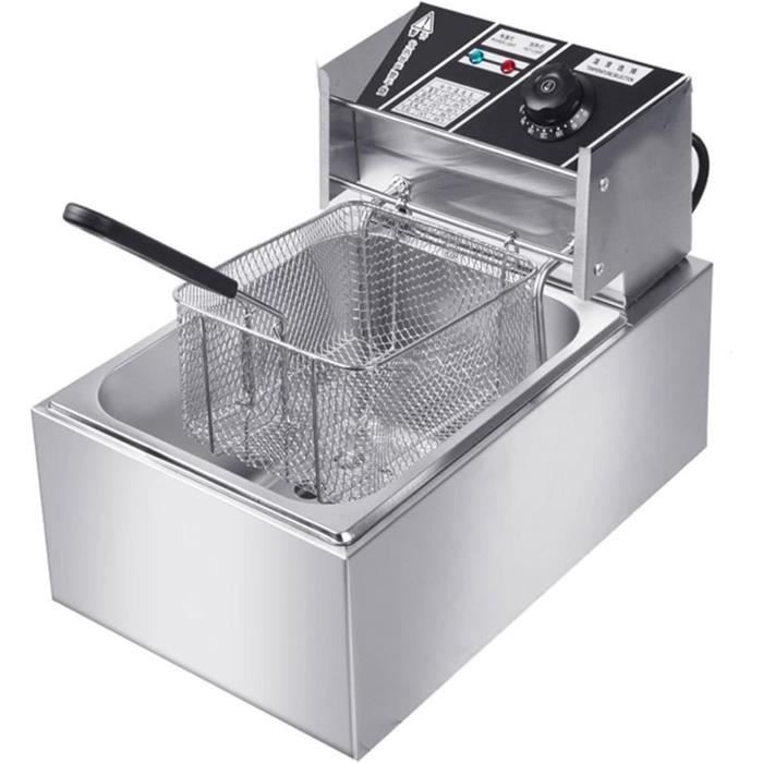 Friteuse Électrique Professionnelle 6L - 3000W - Minuterie Et Vidange - Pour Restaurant - CROSSON